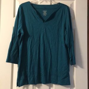 3/4 sleeve split neck tunic LLBean